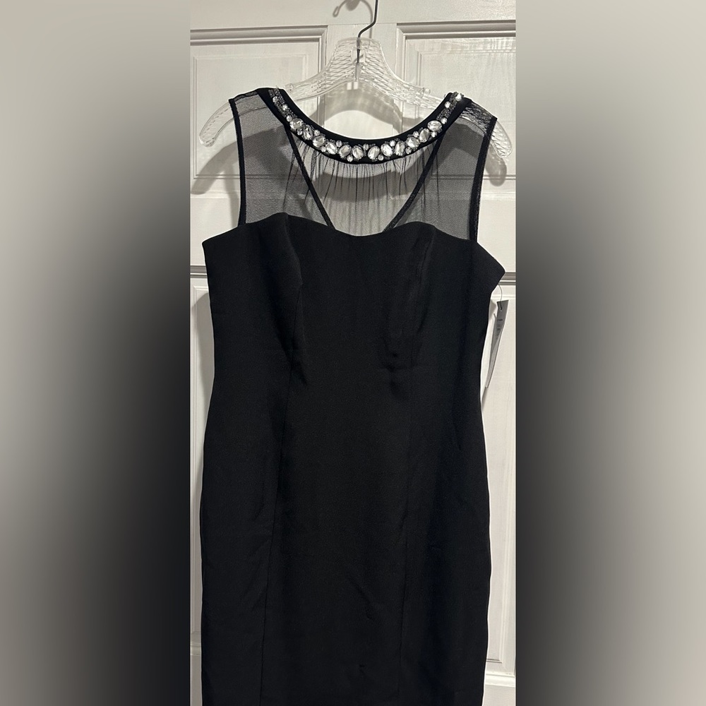 Scarlett little black dress with jewel decorated neckline; size 10; NWT